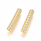 Brass Micro Pave Clear Cubic Zirconia Beads, Long-Lasting Plated, Tube Beads, Golden, 30x6mm, Hole: 3.5mm