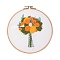 Flower Pattern DIY Embroidery Starter Kits, Including Embroidery Cloth & Thread, Needle, Instruction Sheet, Orange, 330x330mm