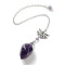 Natural Amethyst Teardrop Dowsing Pendulums, with Chakra Alloy Lotus & Rack Plating Brass Findings, 246mm, Hole: 1.5mm