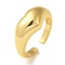 Rack Plating Brass Open Cuff Rings for Women, Heart, Real 18K Gold Plated, Inner Diameter: 18.4mm