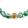 Round Glass Beaded Stretch Bracelet with Gold Plated Brass Ring for Women BJEW-N018-02I-2