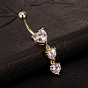 Real 18K Gold Plated Brass Cubic Zirconia Navel Ring Navel Ring Belly Rings AJEW-EE0001-18-2