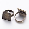 Antique Bronze Adjustable Brass Finger Ring Pad Blanks for Vintage Jewelry Making X-KK-J052-AB-2