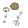 Natural Amethyst & Glass Beaded Dangle Earrings EJEW-TA00262-3