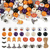  13 Styles Halloween Spray Painted Natural Wood Beads WOOD-TA0001-85-10