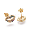 Brass Micro Pave Cubic Zirconia Stud Earrings EJEW-F201-31G-2