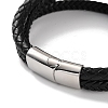 Men's Braided Black PU Leather Cord Multi-Strand Bracelets BJEW-K243-09AS-3