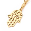 304 Stainless Steel Hamsa Hand Pendant Necklace for Women NJEW-G018-06G-1