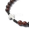 Wood Rosary Bead Necklaces NJEW-TA00081-5
