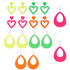   8 Pairs 8 Style Acrylic Heart & Teardrop Dangle Stud Earrings with Steel Pins for Women EJEW-PH0001-12-1