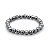 Magnetic Hematite Faceted Round Beads Stretch Bracelets for Valentine's Day Gift BJEW-M066-05-1