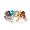 Natural & Synthetic Mixed Gemstone Braided Open Cuff Ring RJEW-JR00507-5