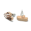 Poplar Wood Stud Earrings EJEW-G376-01E-2