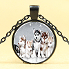 Puppy Photo Glass Pendant Necklaces NJEW-D280-81B-1