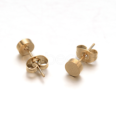 Flat Round 304 Stainless Steel Stud Earrings EJEW-O052-08-1