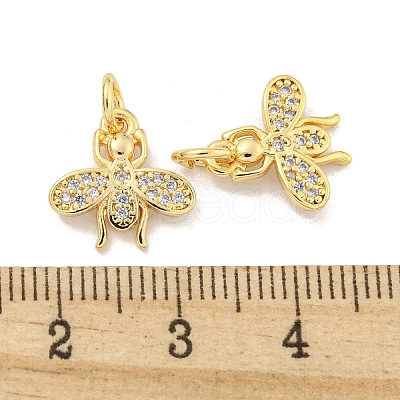 Brass Micro Pave Clear Cubic Zirconia Charms KK-Z044-15A-1