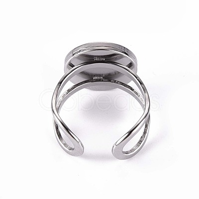 Non-Tarnish 201 Stainless Steel Cuff Pad Ring Settings X-STAS-S080-040B-P-1