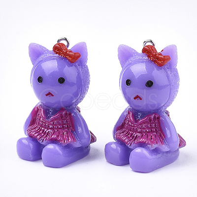 Resin Kitten Pendants X-RESI-T021-01-1