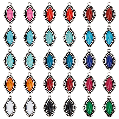 PandaHall Elite 30Pcs 15 Colors Zinc Alloy Pendants FIND-PH0005-65-1