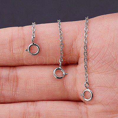 Anti-Tarnish 3Pcs 3 Style Rhodium Plated 925 Sterling Silver Chain Extender FIND-SZ0001-74P-1