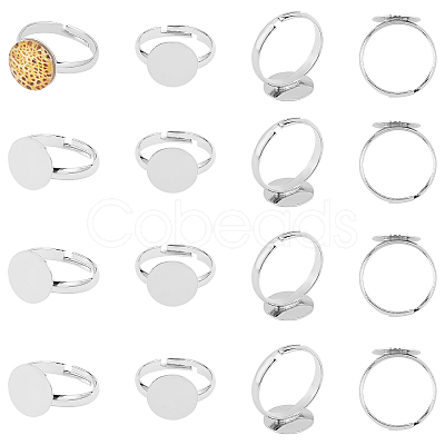 PANDAHALL ELITE 50 Pcs Brass Pad Ring Bases KK-PH0001-75-1