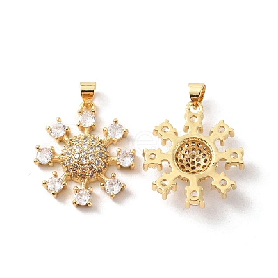 Rack Plating Brass Micro Pave Cubic Zirconia Pendants KK-F852-18G-1