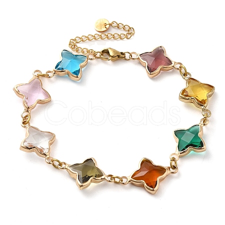 Colorful Glass Link Chain Bracelets BJEW-B075-10-1