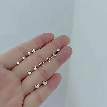 Anti-Tarnish Exquisite 925 Sterling Silver Stud Earrings Sets for Girls Women WG93702-15-1