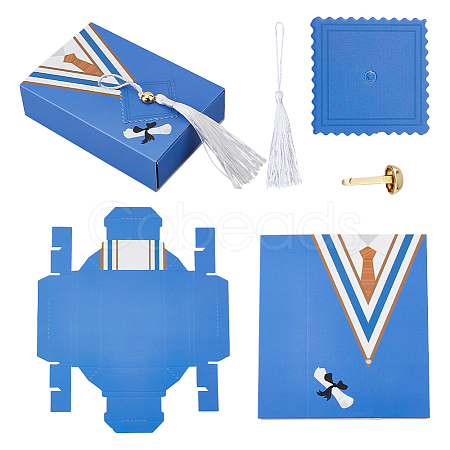 Graduation Gown Rectangle Paper Drawer Candy Boxes CON-WH0094-02B-1