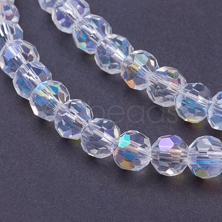 Faceted(32 Facets)(32 Facets) Electroplate Glass Beads Strands X-EGLA-J042-6mm-AB03-1