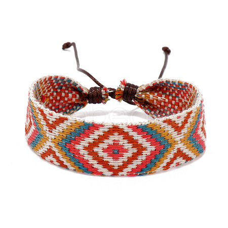 Cotton Braided Rhombus Cord Bracelet with Wax Ropes PW-WG62422-01-1