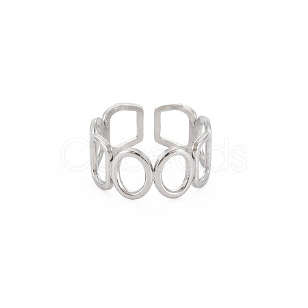 304 Stainless Steel Open Geometry Wrap Cuff Ring for Women RJEW-S405-166P-1