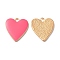 Alloy Enamel Pendants, Light Gold, Heart Charm, Deep Pink, 26x23.5x2mm, Hole: 2.5mm