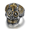 Two Tone Stainless Steel Skull Finger Ring PW-WG85306-05-1