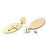 Oval with Cross Long Dangle Stud Earrings with 316 Stainless Steel Pins EJEW-F285-12G-2