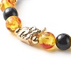 Imitation Amber and Imitation Cat Eye Resin Round Beads Stretch Bracelets BJEW-JB06632-02-4