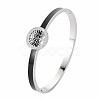 Crystal Rhinestone Flat Round with Tree of Life Bangle BJEW-N017-005P-3