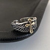 Wing with Cross Alloy Open Cuff Ring PW-WG44085-01-3