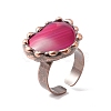 Natural Agate Heart Open Cuff Ring RJEW-I082-02R-03-4