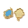 Brass Micro Pave Cubic Zirconia with Synthetic Turquoise Pendants KK-K356-24B-G-2