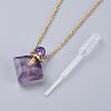 Natural Fluorite Perfume Bottle Pendant Necklaces NJEW-F266-03-4