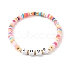 Polymer Clay Heishi Beads Stretch Bracelets Sets for Valentine's Day BJEW-JB06298-01-5