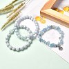 Natural Aquamarine Beads Stretch Bracelet Set for Men Women Girl Gift BJEW-JB06709-5