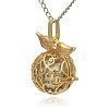 Golden Tone Brass Hollow Round Cage Pendants KK-J230-10G-2