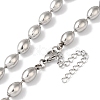 Non-Tarnish 304 Stainless Steel Rice Beads Necklace for Women NJEW-B107-04P-2