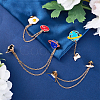 Gorgecraft 4Pcs 4 Style Planet & Egg & Mountain & Rabbit Hanging Chain Brooches JEWB-GF0001-32-4