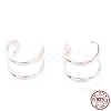 Rhodium Plated 925 Sterling Silver Cuff Earrings EJEW-H124-11P-1