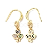 Colorful Cubic Zironia Clover Dangle Earrings EJEW-B017-19G-2