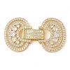 Rack Plating Brass Micro Pave Clear Cubic Zirconia Fold Over Clasps KK-S384-04G-1