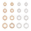 Biyun 14pcs 14 style Brass Pendant Cabochon Settings & Cabochon Connector Settings FIND-BY0001-13-9